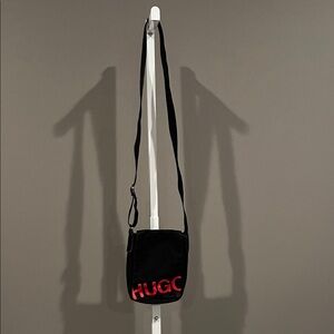 HUGO Black Messenger Bag with Red Logo